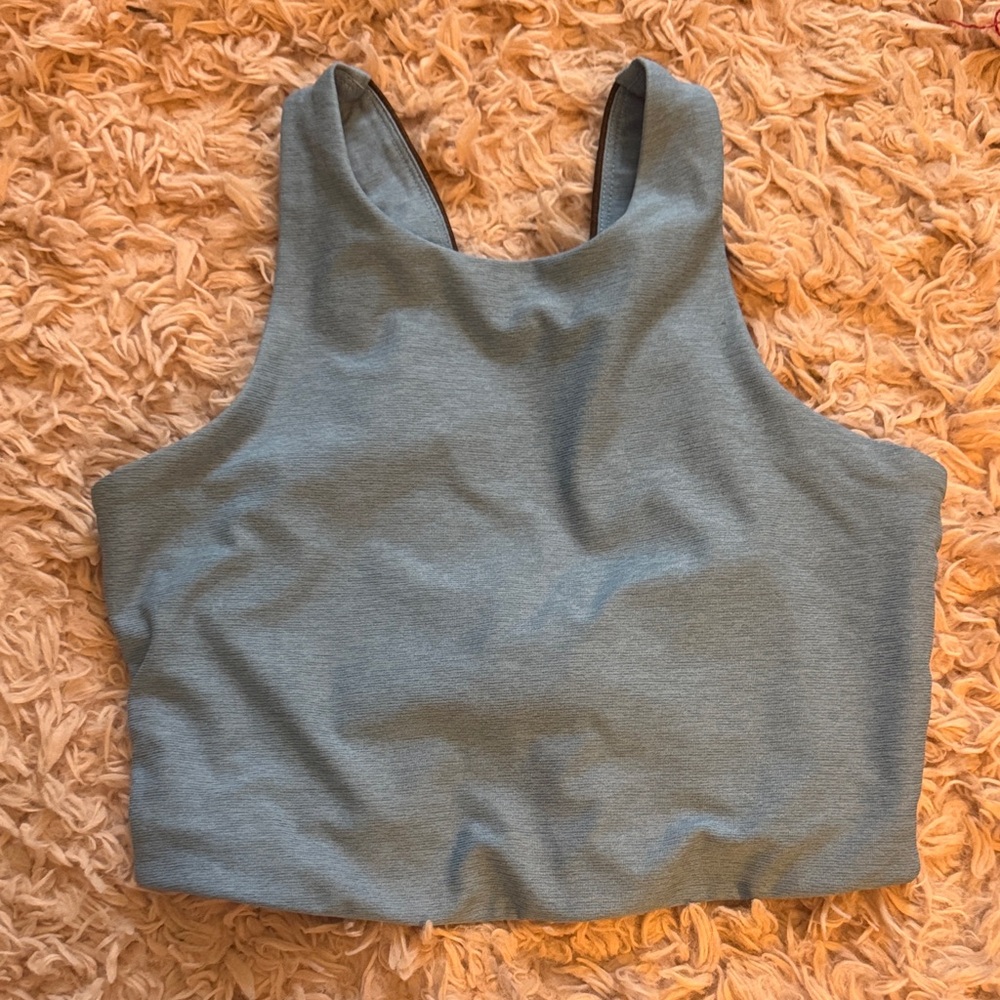 Cropped Racerback Tank Top - Dusty Blue